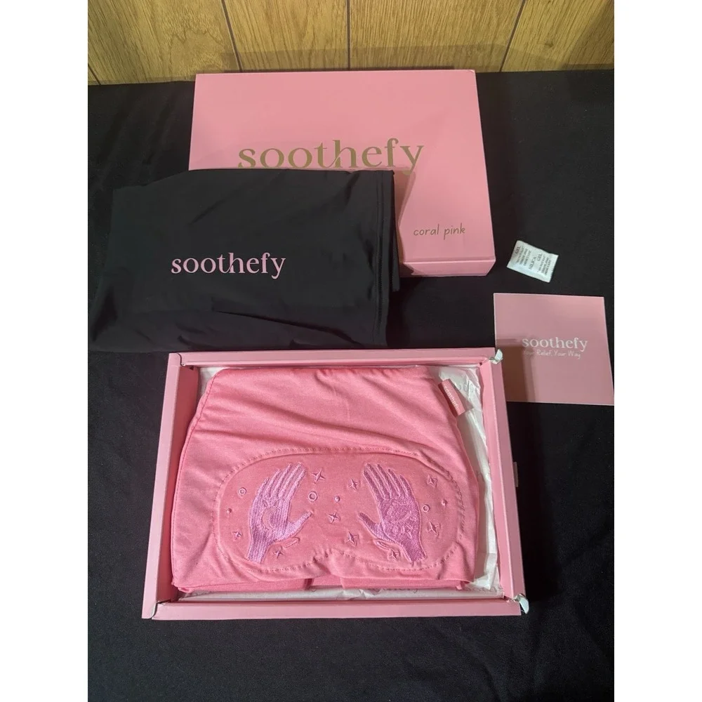 Soothefy Migraine Relief Cap w/ Slide-Up Eye Mask - Coral‎ Pink